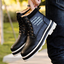 Load image into Gallery viewer, Winter Boots Men with Fur Warm Fleeces Leather Shoes High Lace-up Snow Boots Platform Cotton Footwear Retro Design Anti-skid